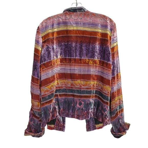 Coldwater Creek Burnout Velvet Jacket PL L Petite Art To Wear Purple Orange - Picture 3 of 7